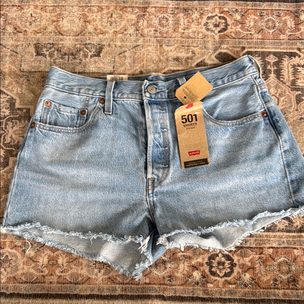 Levi's Blue Jean Shorts Distressed Frayed Hem